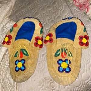 Authentic indigenous made moccason slippers